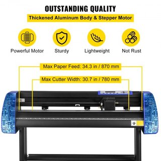 Cortadora de Vinilo Máquina Cortadora de Vinilo de 870 mm Alimentación Máxima de Papel de 34 pulgadas Máquina Cortadora de Plotter de Vinilo con Soporte de Piso Robusto Fuerza y Velocidad Ajustabl...