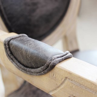 Sedia in Legno con Braccioli Ecopelle Nero Vintage