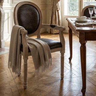 Sedia in Legno con Braccioli Ecopelle Nero Vintage