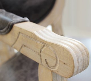 Sedia in Legno con Braccioli Ecopelle Nero Vintage