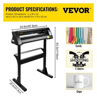Cortadora de Vinilo Máquina de Cortadora de Vinilo de 28 Pulgadas Máquina Plotter de Vinilo con Alimentación de Papel de 720 mm con Soporte de Piso Robusto para Cortar Papel Negro