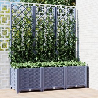 Fioriera da Giardino con Graticcio Grigio Blu 120x40x136 cm
