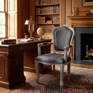 Sedia Classica con Braccioli in Legno e Velluto