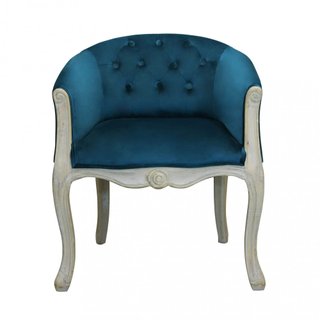 Poltroncina Capitonné Classica in Legno e Velluto