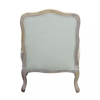 Poltrona Classica Imbottita Tessuto Beige e Legno