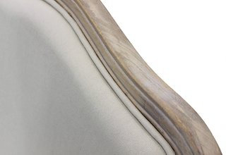 Poltrona Classica Imbottita Tessuto Beige e Legno