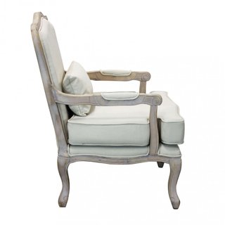 Poltrona Classica Imbottita Tessuto Beige e Legno