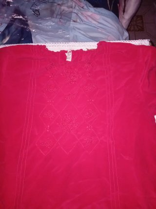 Camicetta maniche corte anni 70 in seta rossa
