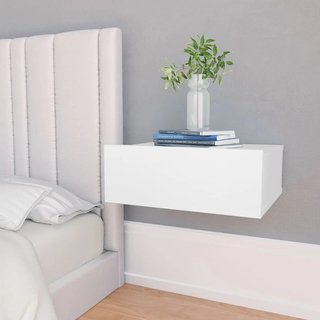 Comodini Pensili 2pz Bianchi 40x30x15 cm in Legno