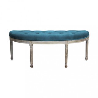 Panca Fondo Letto Imbottita in Legno e Tessuto Blu