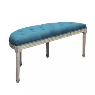 Panca Fondo Letto Imbottita in Legno e Tessuto Blu