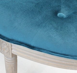 Panca Fondo Letto Imbottita in Legno e Tessuto Blu