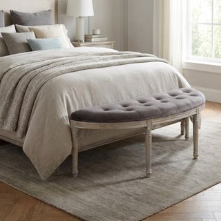 Panca Classica Fondo Letto Imbottita Velluto Legno