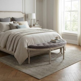Panca Classica Fondo Letto Imbottita Velluto Legno