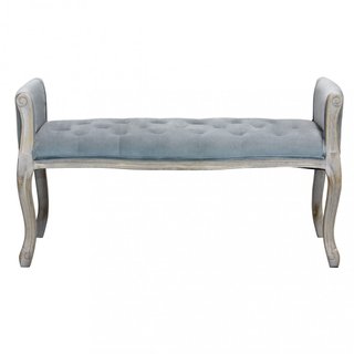 Panca Fondo Letto Classica Legno e Velluto Grigio