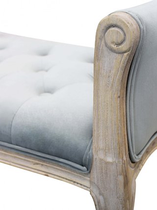 Panca Fondo Letto Classica Legno e Velluto Grigio