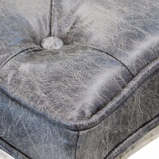 Sgabello Imbottito Ecopelle Vintage Grigio e Legno