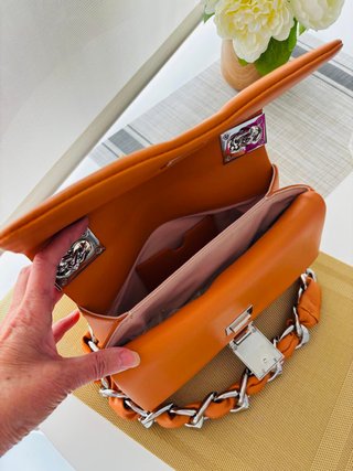Bolso Balmain Naranja Cadena Plata