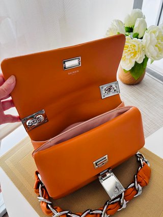 Bolso Balmain Naranja Cadena Plata