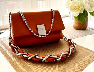 Bolso Balmain Naranja Cadena Plata