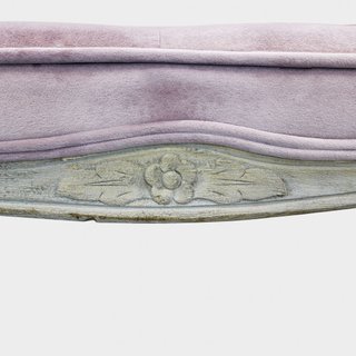 Sgabello Imbottito Velluto Rosa e Legno Massello