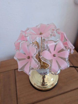 Pareja Lámparas Flor Rosa Cristal