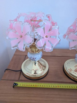 Pareja Lámparas Flor Rosa Cristal
