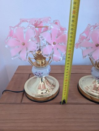 Pareja Lámparas Flor Rosa Cristal