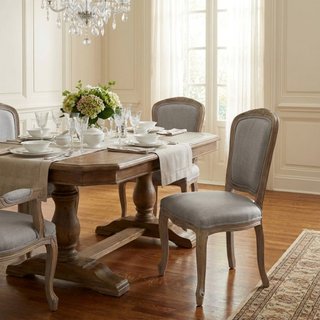 Sedia da Pranzo Legno e Tessuto Grigio Classica