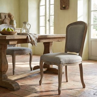 Sedia da Pranzo Legno e Tessuto Grigio Classica