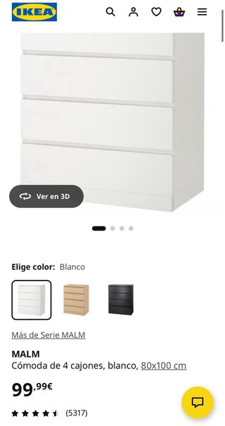 IKEA Cómoda blanca 4 cajones