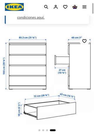 IKEA Cómoda blanca 4 cajones