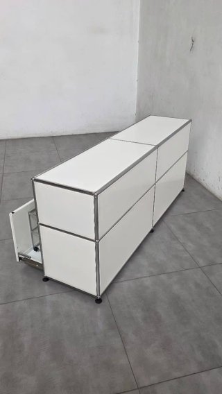 Aparador doble USM HALLER  blanco y plata