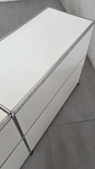 Aparador doble USM HALLER  blanco y plata