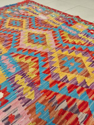 Tappeto Kilim Afgano Corsia Lana 278x84cm
