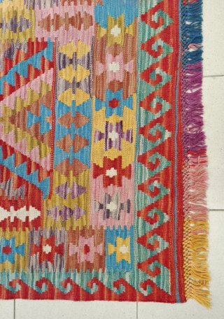 Tappeto Kilim Afgano Corsia Lana 278x84cm
