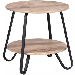 Tavolino Tavolo Moderno Design Rotondo Struttura Nera Piano