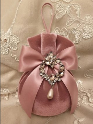 Pallina Natale Lusso Fiocco Gioiello Perla ,12 cm