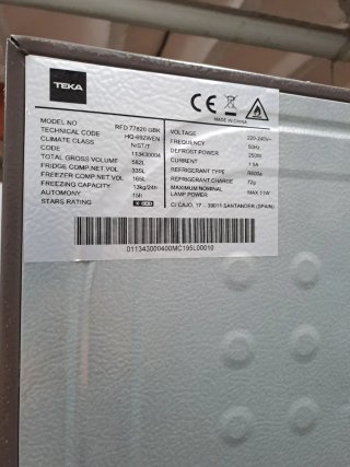 Nevera TEKA negra Cristales 190Cm Garantía + Envió