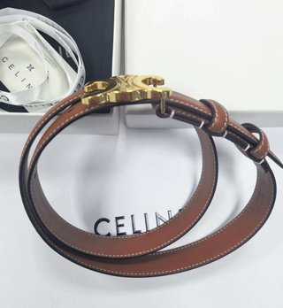Cintura Celine Marrone Fibbia Dorata Triomphe