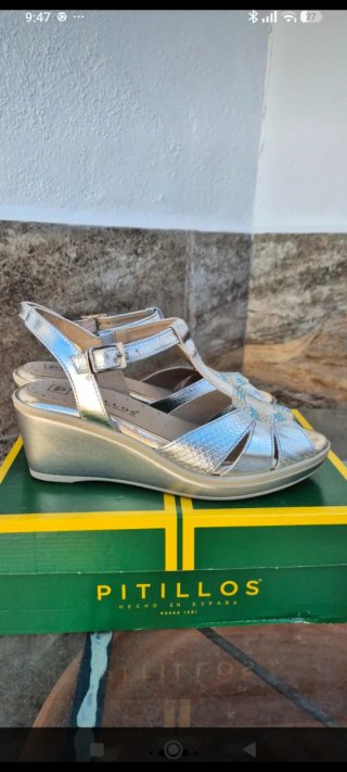 Sandalias Pitillos Plateadas Talla 39