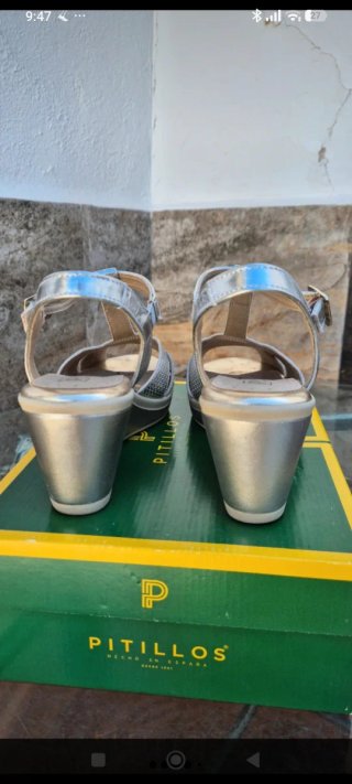 Sandalias Pitillos Plateadas Talla 39