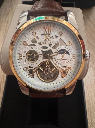 Reloj AOKULASIC Automático Dorado Marrón