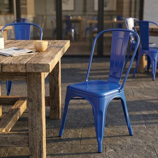 Sedia Impilabile in Metallo Industrial Blu 45x85cm