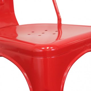 Sedia Bistrot Impilabile Metallo Rosso Industrial