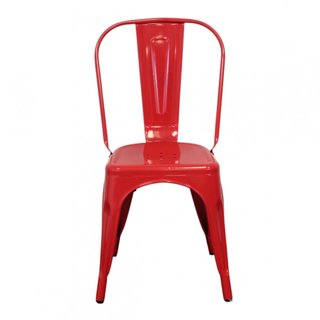 Sedia Bistrot Impilabile Metallo Rosso Industrial