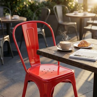 Sedia Bistrot Impilabile Metallo Rosso Industrial
