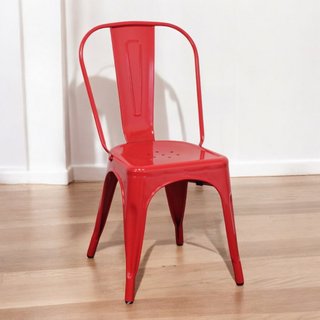 Sedia Bistrot Impilabile Metallo Rosso Industrial