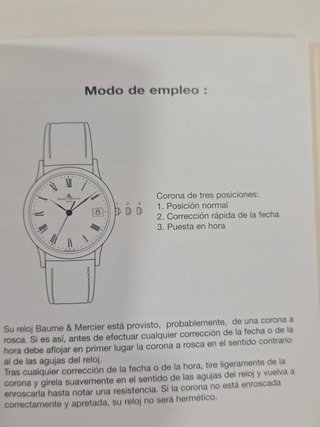 Documentación Baume & Mercier Certificado Garantía