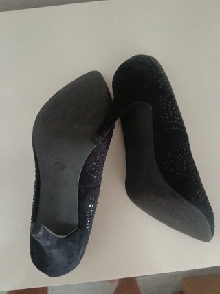 Tacones Yessica Negros Talla 39 Brillantes